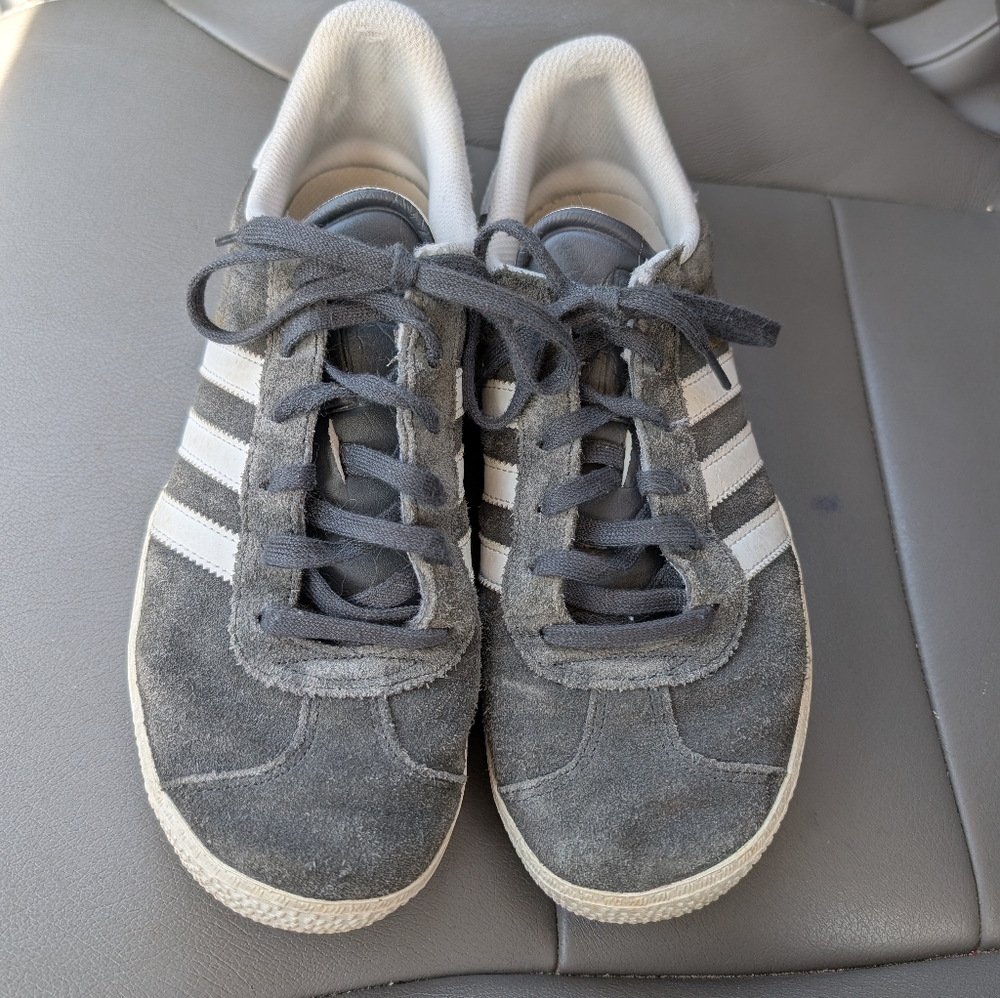 Adidas Gray and White Suede Sneakers